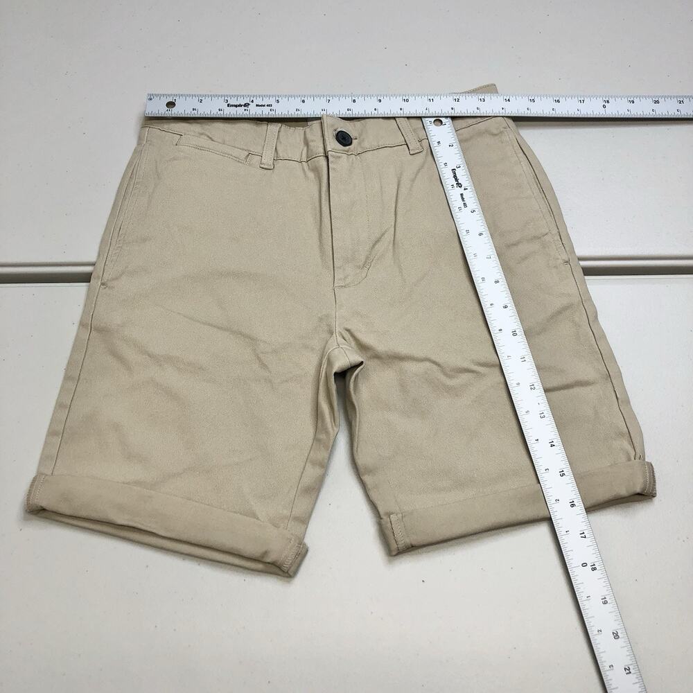 Topman Mens Khaki Chino Shorts Size 28 Casual Flat Front Summer Classic - Picture 3 of 10